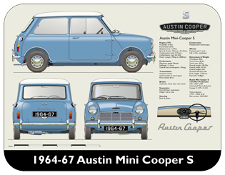 Austin Mini Cooper S 1964-67 Place Mat, Medium